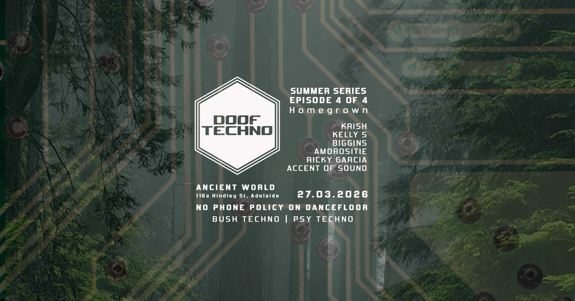 Doof Techno closes out its Summer Series with an all-local Homegrown finale at Ancient World