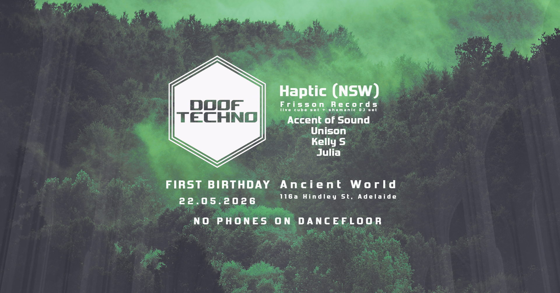 Doof Techno turns one and brings Haptic’s live cube set and Shaman Monster to Ancient World