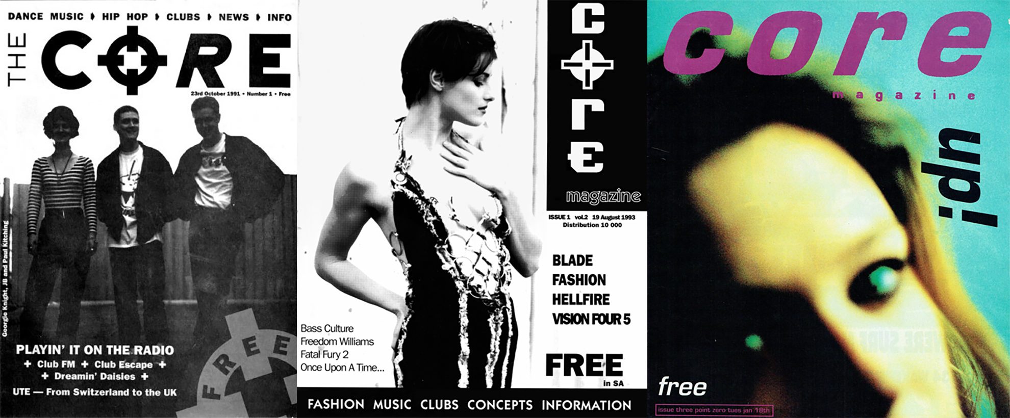 3 Issues of The Core magazine in different iterations