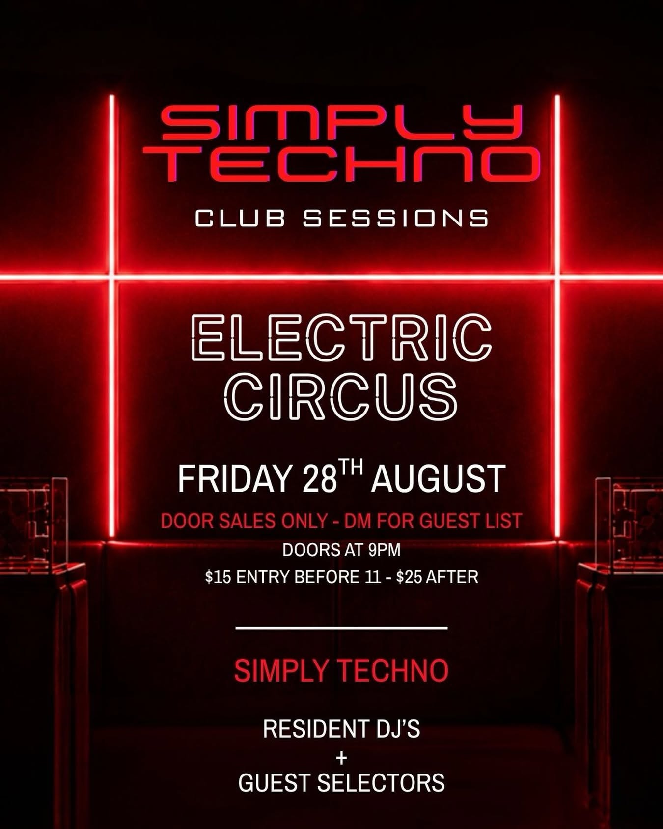 Simply Techno launches Club Sessions at Electric Circus — door sales only, no presale, no headliner